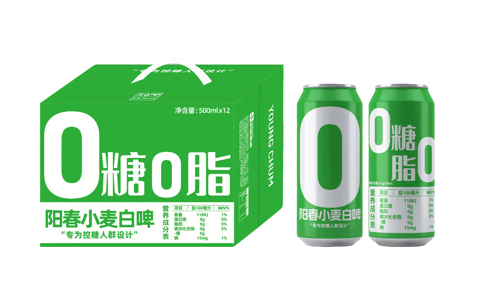 阳春零糖小麦白啤500ml罐装