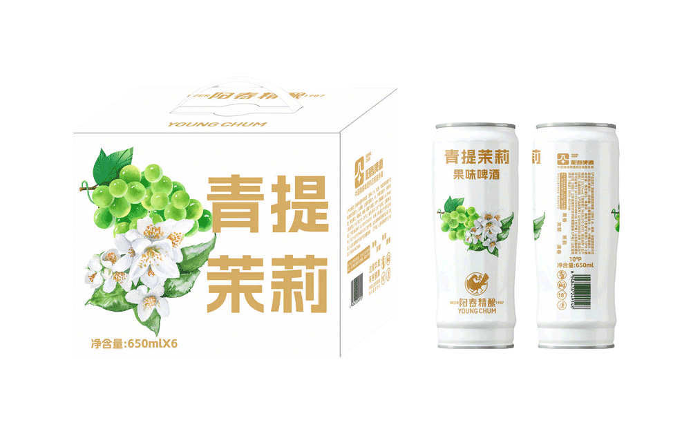 阳春青提茉莉果味啤酒650ml罐装