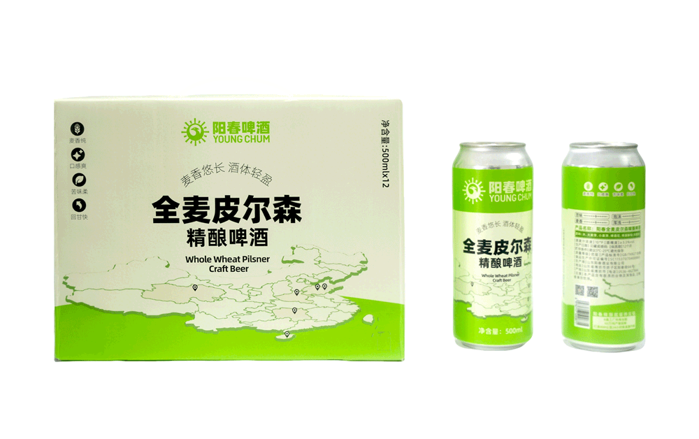 阳春全麦皮尔森精酿啤酒500ml罐装