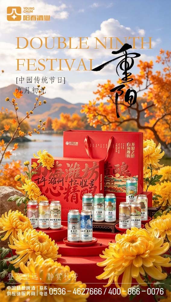 阳春啤酒潍坊文创礼盒-重阳节海报